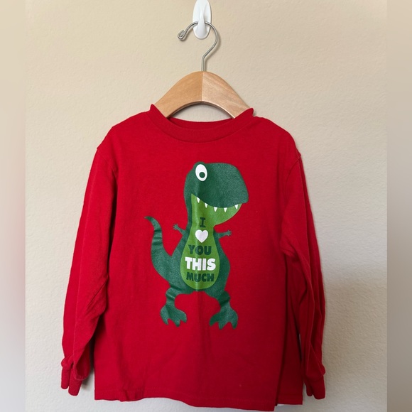 Delta Pro Weight boys dinosaur 4T I Love You This Much Red Long Sleeve Shirt - Picture 1 of 6